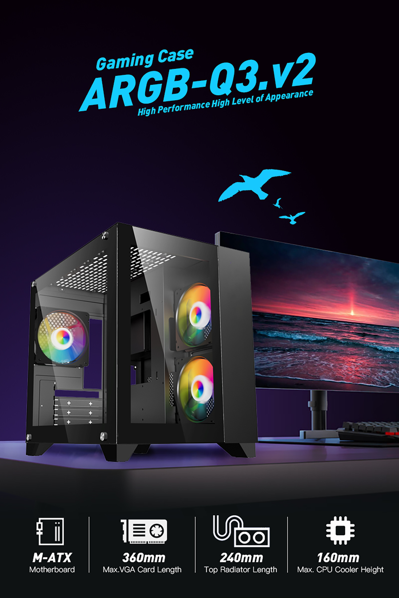 DIYPC ARGB-Q3.v2 Gaming Computer Case